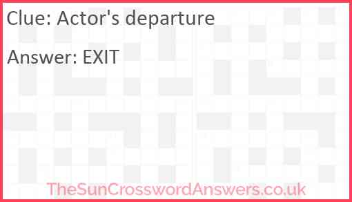 Actor's departure Answer