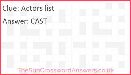 Actors list Answer