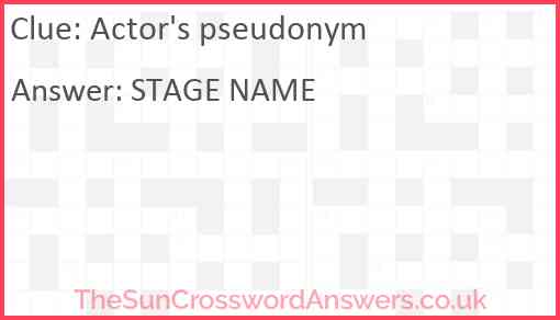 Actor's pseudonym Answer