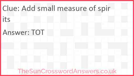 Add small measure of spirits Answer