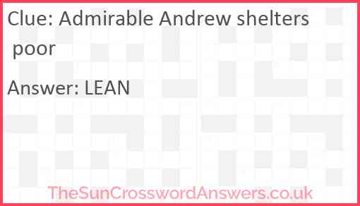 Admirable Andrew shelters poor Answer