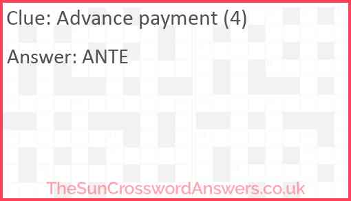 Advance payment (4) Answer