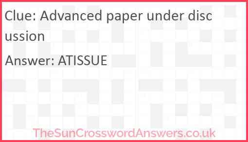 Advanced paper under discussion Answer