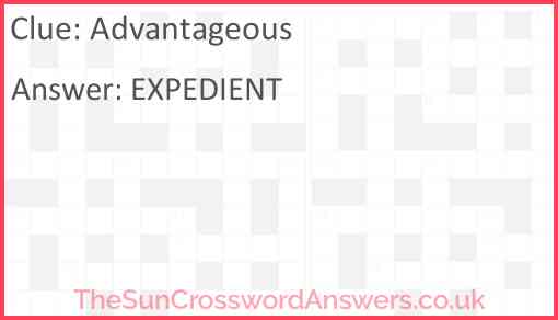 Advantageous crossword clue TheSunCrosswordAnswers co uk