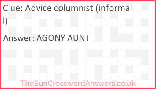 Advice columnist (informal) Answer