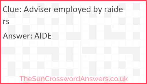 Adviser employed by raiders Answer