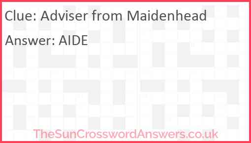 Adviser from Maidenhead Answer