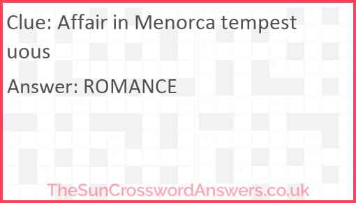 Affair in Menorca tempestuous Answer