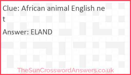African animal English net Answer