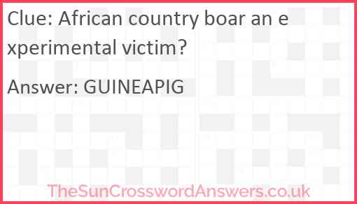 African country boar an experimental victim? Answer