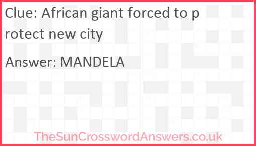 African giant forced to protect new city Answer