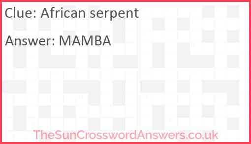 African serpent Answer
