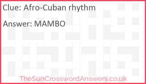 Afro-Cuban rhythm Answer
