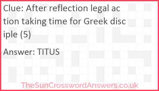 After reflection legal action taking time for Greek disciple (5) Answer