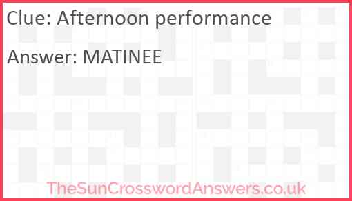 Afternoon performance Answer