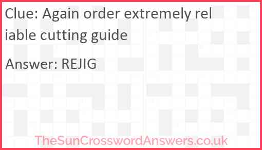 Again order extremely reliable cutting guide Answer
