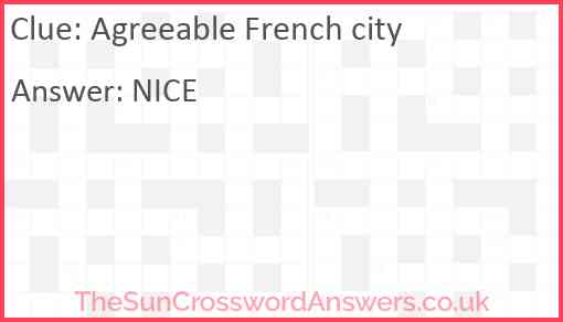 Agreeable French city Answer