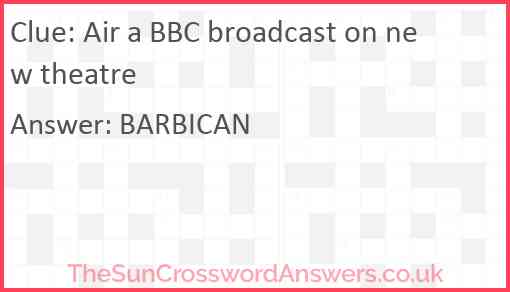 Air a BBC broadcast on new theatre Answer