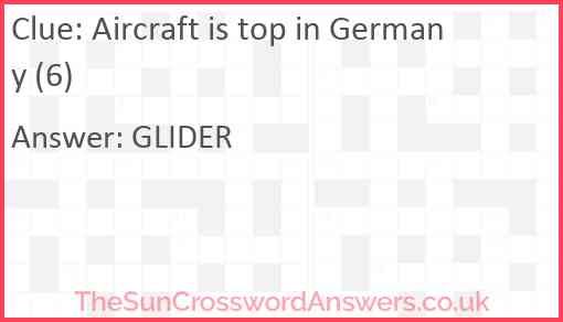 Aircraft is top in Germany (6) Answer