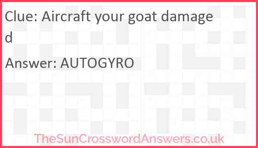 Aircraft your goat damaged Answer