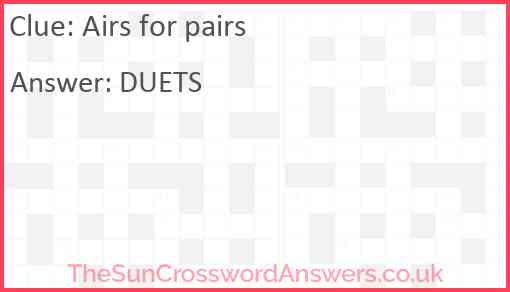 Airs for pairs Answer