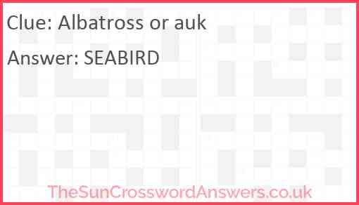 Albatross or auk Answer