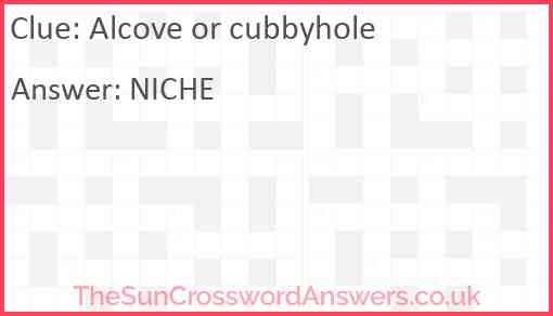 Alcove or cubbyhole Answer