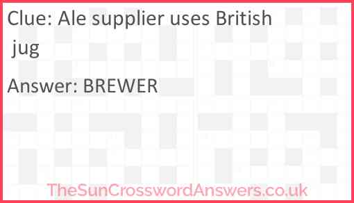 Ale supplier uses British jug Answer