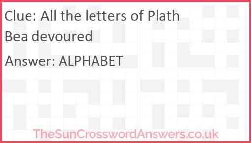 All the letters of Plath Bea devoured Answer