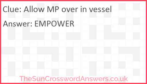Allow MP over in vessel Answer