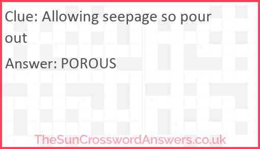Allowing seepage so pour out Answer