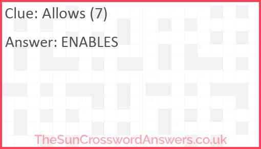 Allows (7) Answer