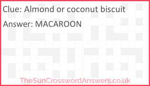 Almond or coconut biscuit Answer