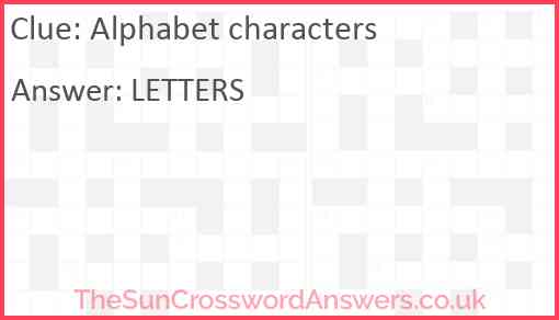 Alphabet characters Answer