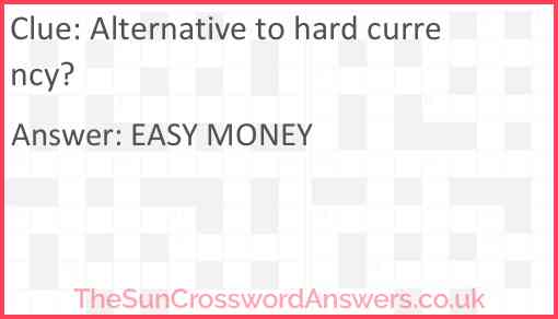 Alternative to hard currency? Answer