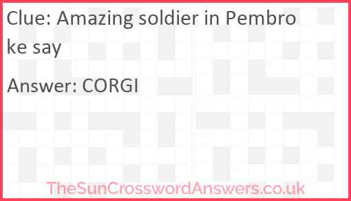 Amazing soldier in Pembroke say Answer