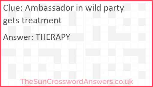 Ambassador in wild party gets treatment Answer