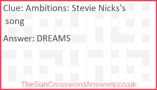 Ambitions: Stevie Nicks's song Answer