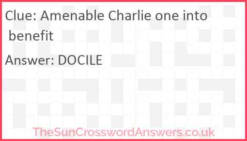 Amenable Charlie one into benefit Answer