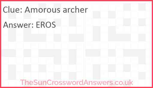 Amorous archer crossword clue TheSunCrosswordAnswers co uk
