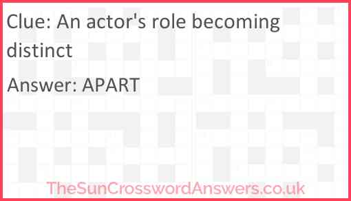 An actor's role becoming distinct Answer