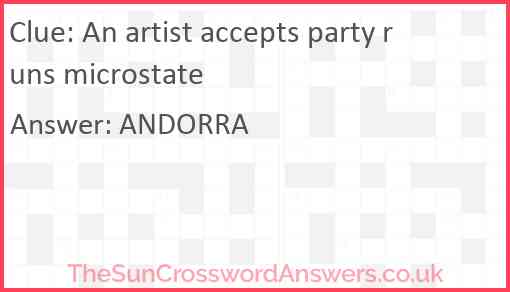 An artist accepts party runs microstate Answer