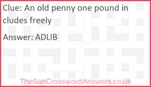 An old penny one pound includes freely Answer