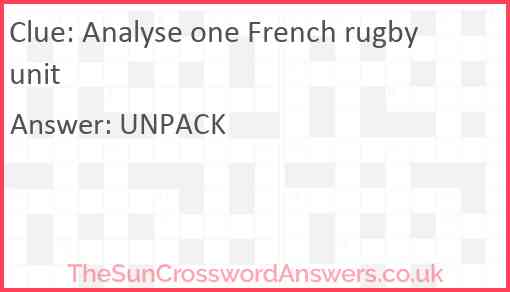 Analyse one French rugby unit Answer