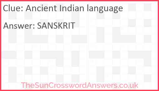 Ancient Indian language Answer