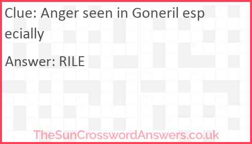 Anger seen in Goneril especially Answer