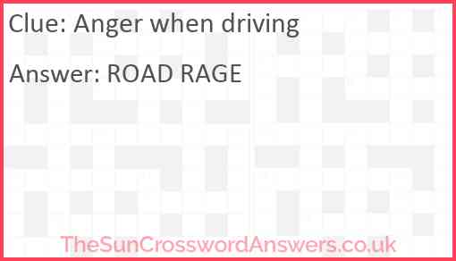 Anger when driving Answer