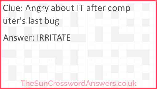 Angry about IT after computer's last bug Answer