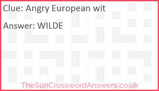 Angry European wit Answer