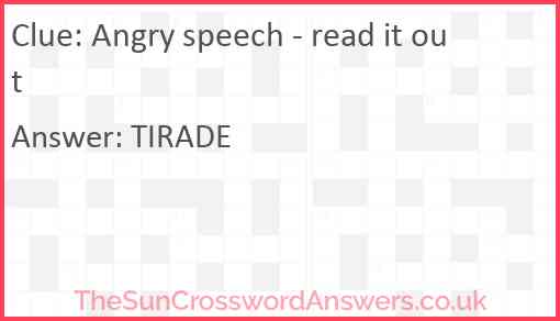 Angry speech: read it out Answer